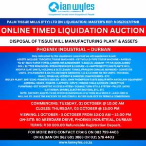 ONLINE TIMED LIQUIDATION AUCTION - 01-03 OCTOBER 2024
